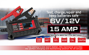15 AMP Automatic Smart Lithium and AGM Car Battery Charger & Maintainer - DS18