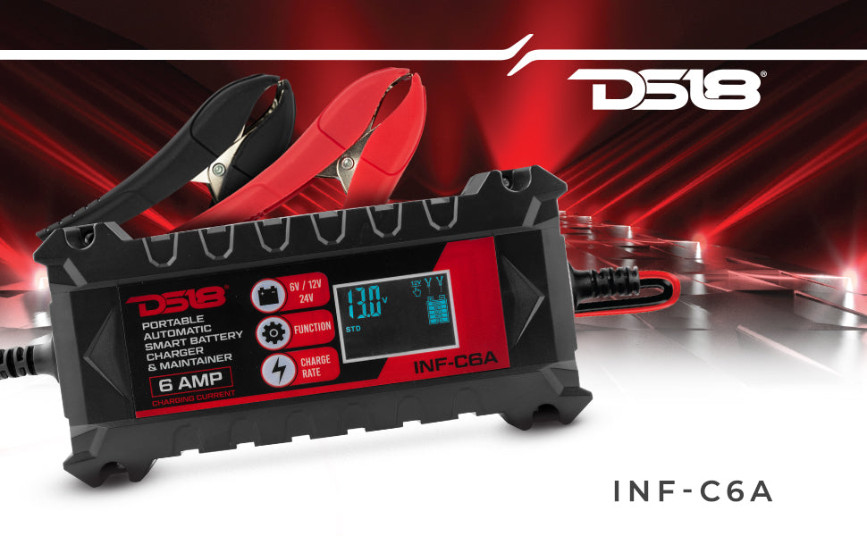 6 AMP Automatic Smart Lithium and AGM Car Battery Charger & Maintainer - DS18