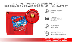 INF-LTI20-13AH INFINITE 13 AH Lithium Battery YTX20 Case With Shake and Wake Technology and BMS - Perfect for Motorcycles