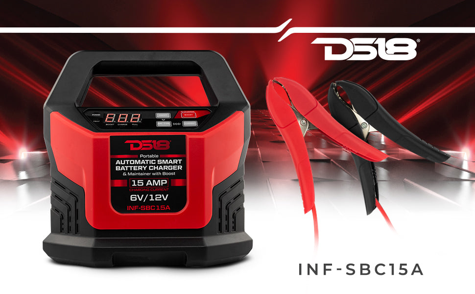 15 AMP Automatic Smart Lithium and AGM Battery Charger, Maintainer and Jump Booster - DS18