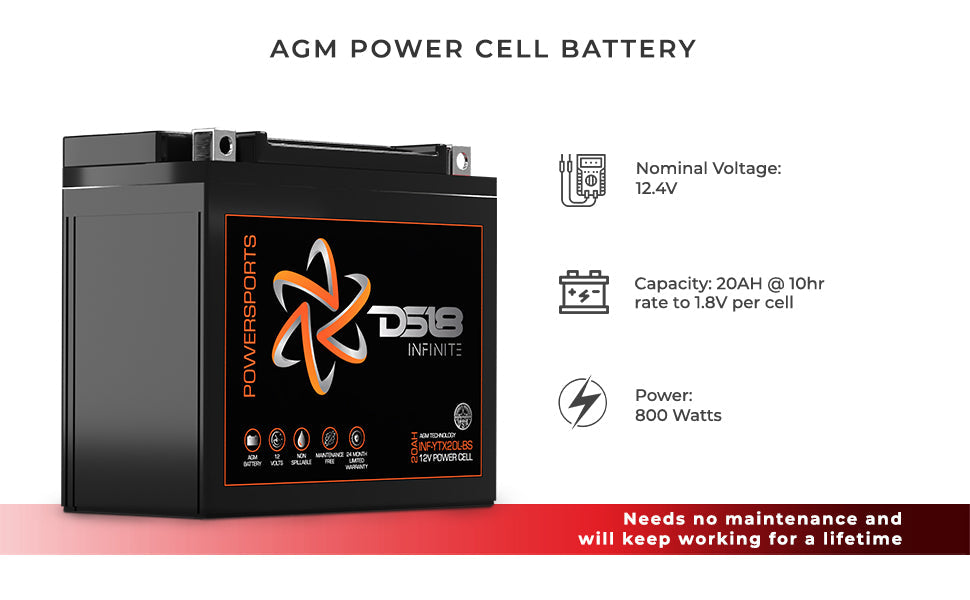 INFINITE 800 Watts 20 AH AGM Power Cell For Power Sports - DS18