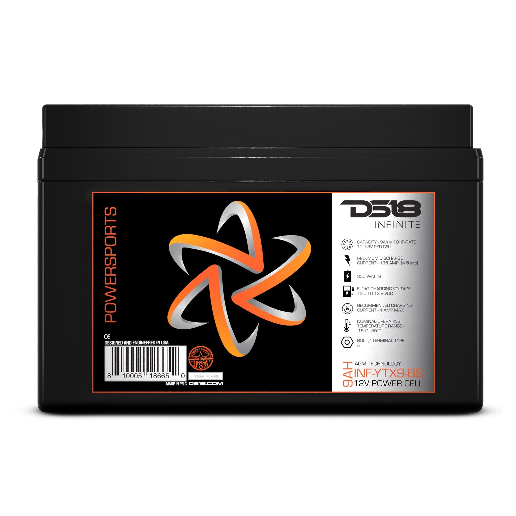 INFINITE 350 Watts 9 AH AGM Power Cell For Power Sports - DS18