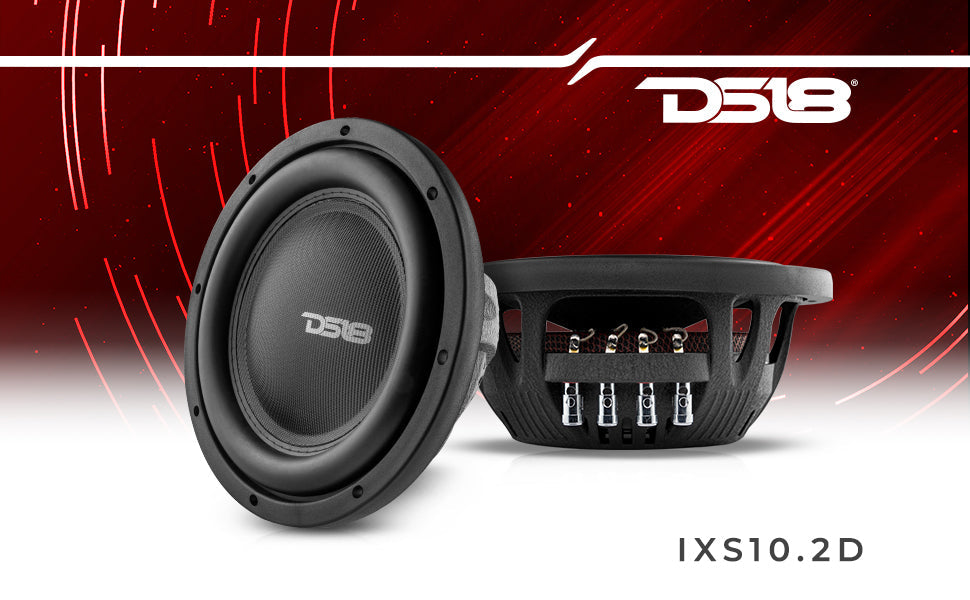 IXS Shallow-Mount 10" Fiber Glass Subwoofer 600 Watts Rms DVC 2-Ohm - DS18