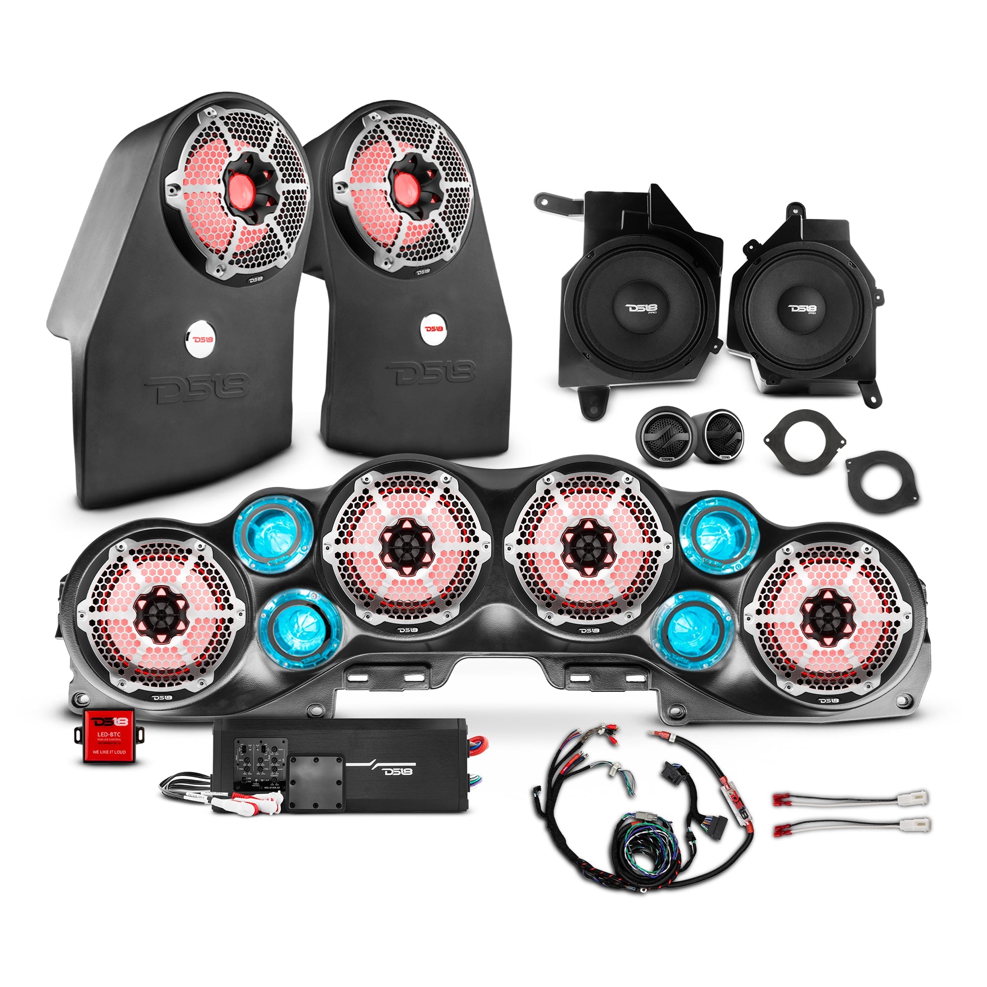 Jeep JL Wrangler 2018–2023 Complete Audio Package – Loaded Sound Bar, Dash Enclosures, Subwoofers & Amplifier - DS18