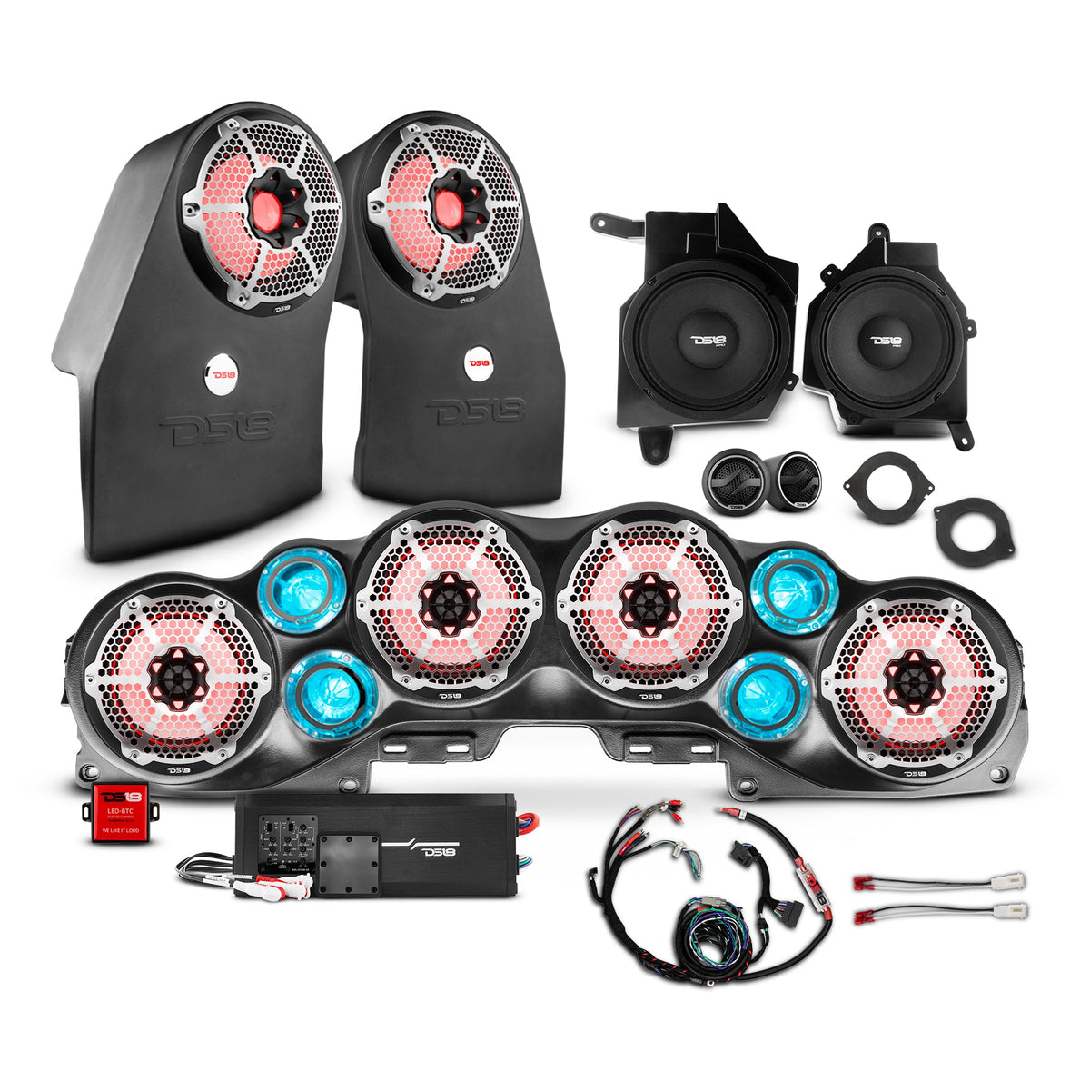 Jeep JL Wrangler 2018–2023 Complete Audio Package – Loaded Sound Bar, Dash Enclosures, Subwoofers & Amplifier - DS18