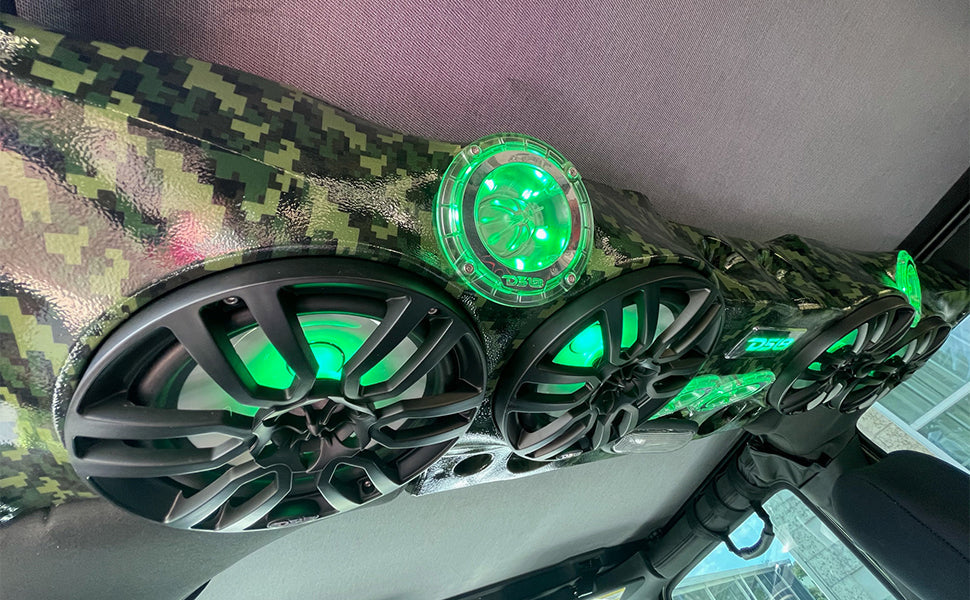 DS18 JK-SBAR/CMGR Exclusive Overhead Audio Bar System for JK/JKU Jeeps (4x 8" Speakers 4x3.72" Tweeters 2x1" Drivers) Camo