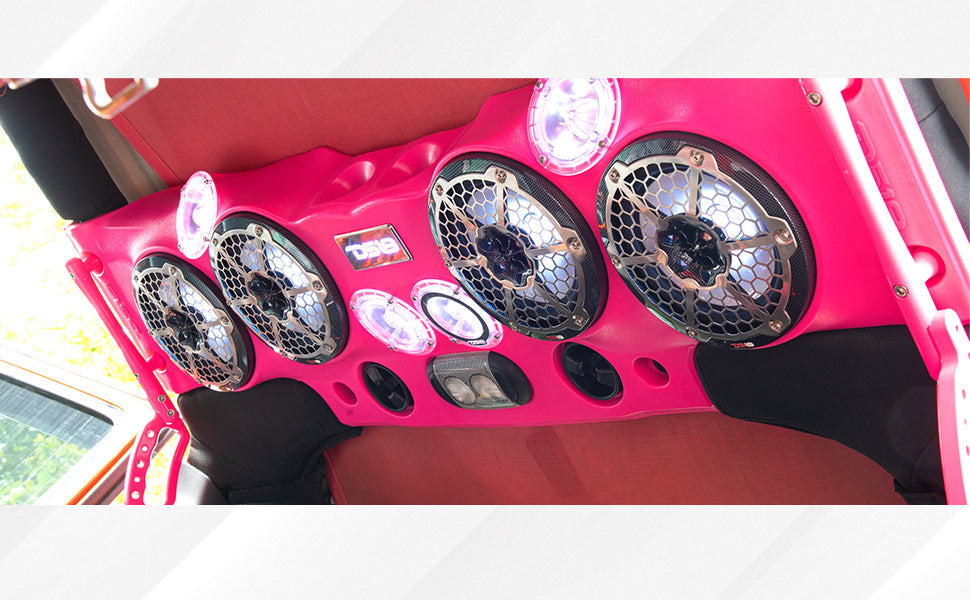DS18 JK-SBAR/PINK Exclusive Overhead Audio Bar System for JK/JKU Jeeps(4x 8" Speakers 4x3.72" Tweeters 2x1" Drivers) Pink