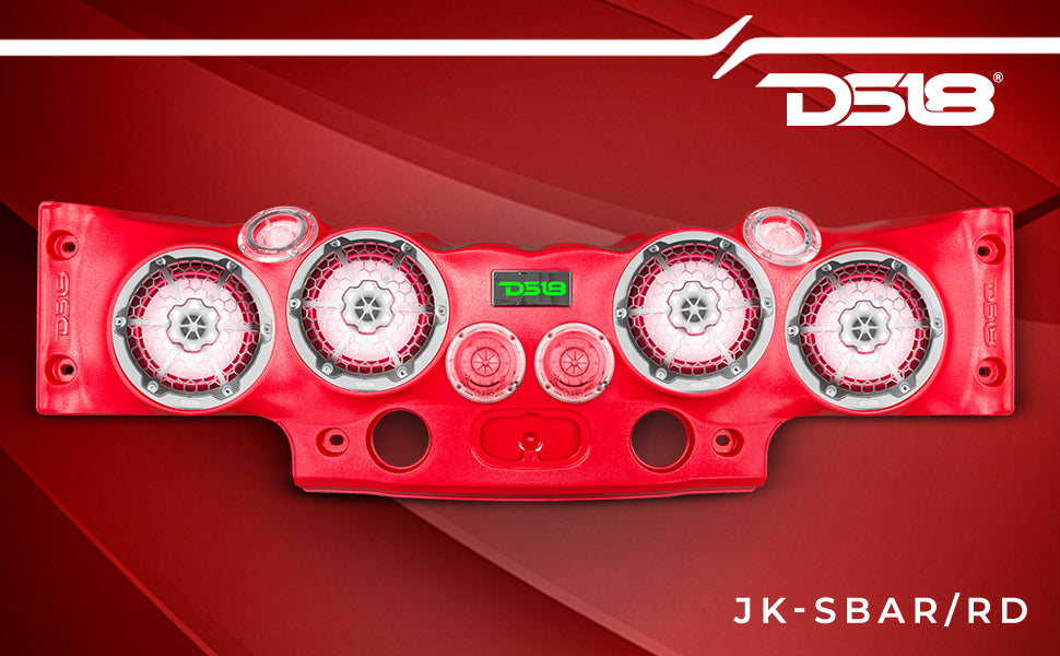 Jeep JK/JKU Overhead Bar System Fits 4 X 8" Speakers, 4 X Tweeters and 2 X Drivers -Red - DS18