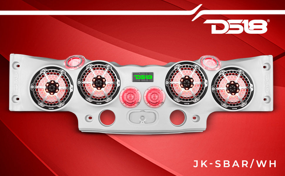 Jeep JK/JKU Overhead Bar System Fits 4 X 8" Speakers, 4 X Tweeters and 2 X Drivers -White - DS18
