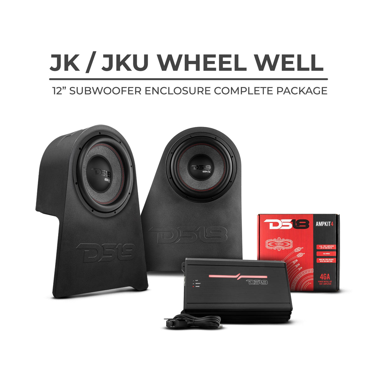 DS18 JK/JKU Wheel Well Subwoofer Enclosure Exclusive loaded Package - DS18