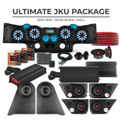 Jeep JKU 2007-2018 Ultimate Package – Loaded Sound Bar, Door Panels, Rear Wheel Subwoofers & Amplifiers - DS18