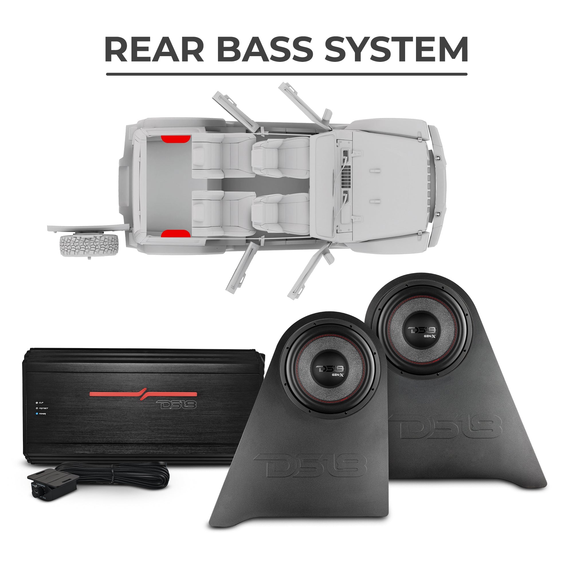 Jeep JKU 2007-2018 Ultimate Package – Loaded Sound Bar, Door Panels, Rear Wheel Subwoofers & Amplifiers - DS18