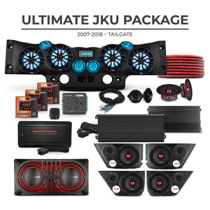 Jeep JKU 2007-2018 Ultimate Package – Loaded Sound Bar, Door Panels, Tailgate Subwoofers & Amplifiers - DS18