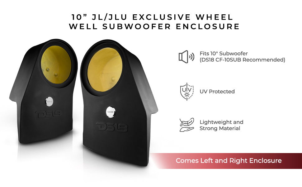 Jeep JL/JLU 10" Wheel Well Seald Subwoofer Enclosure Left and Right Side - DS18