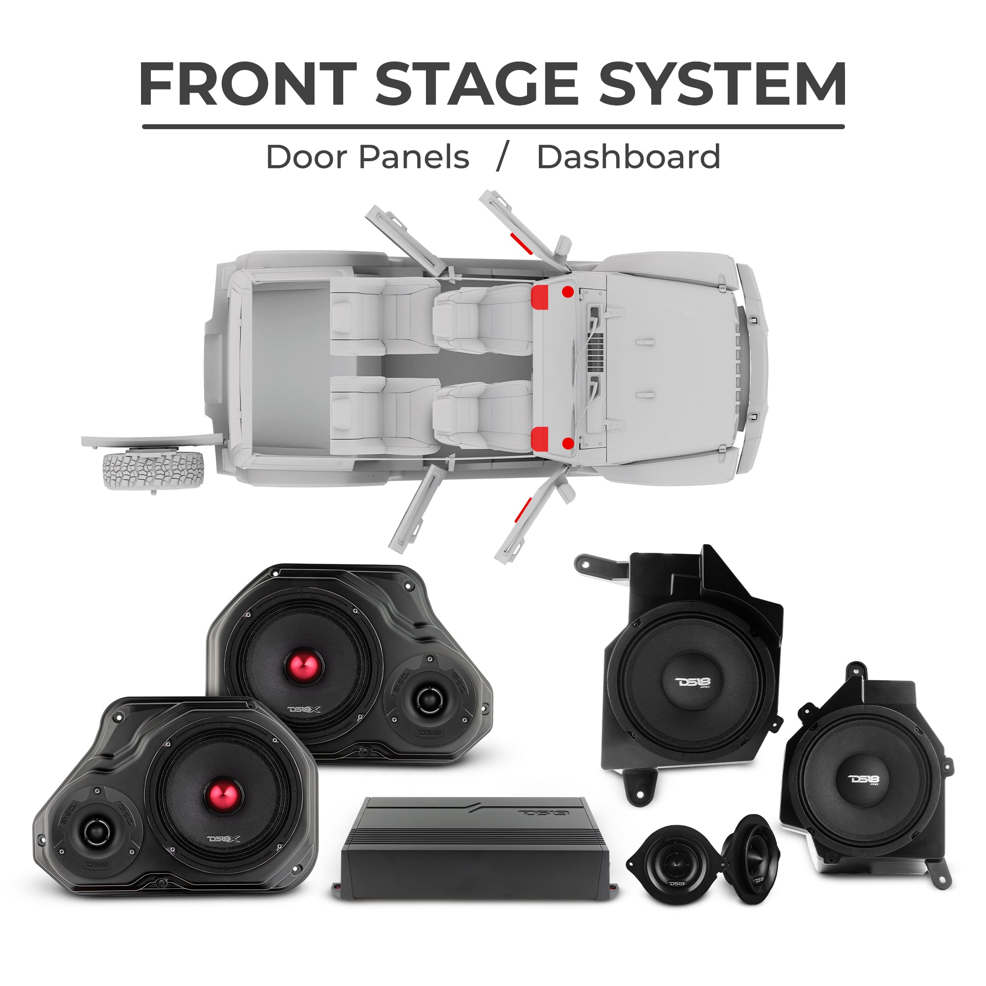 Jeep JLU 2018–2023 Ultimate Package – Loaded Sound Bar, Door Panels, Subwoofers & Amplifiers - DS18