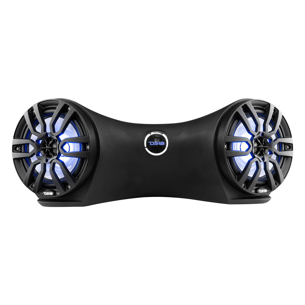 Dual 8" Marine Flat Mount Sound Bar Enclosure with LED RGB Lights 250 Watts Rms (NXL-8BK Included) - DS18