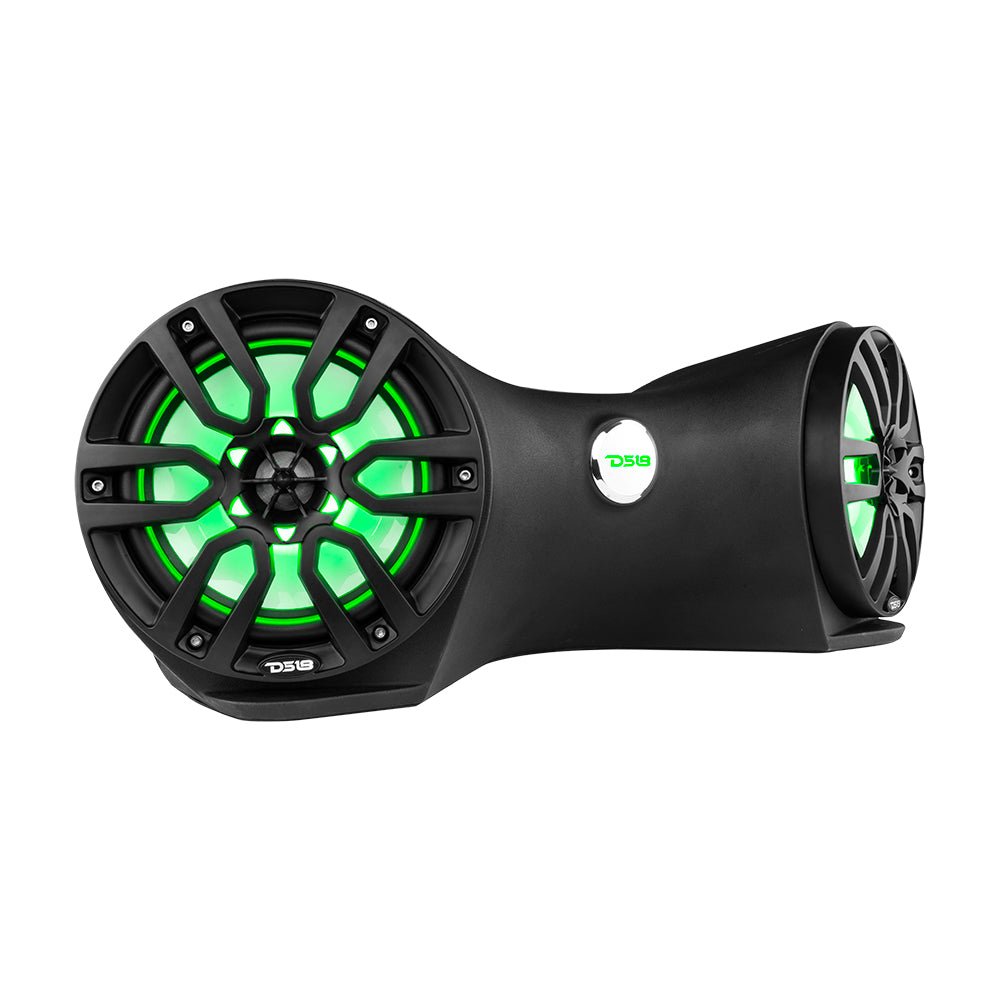 Dual 8" Marine Flat Mount Sound Bar Enclosure with LED RGB Lights 250 Watts Rms (NXL-8BK Included) - DS18