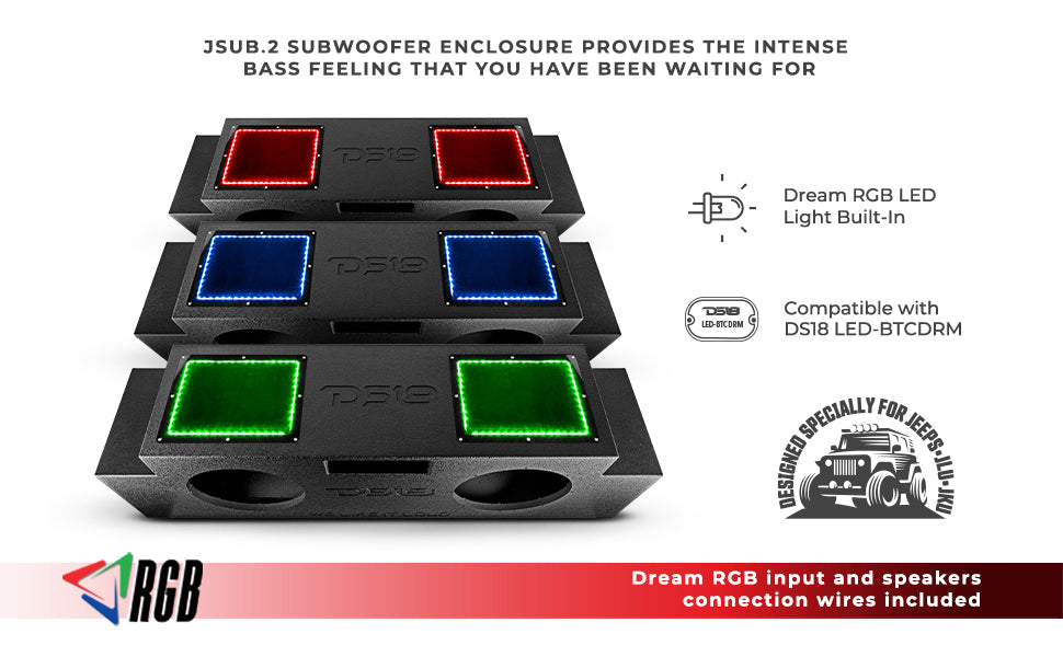 Jeep JKU/JLU Down Firing Subwoofer Enclosure 2 x 12" - DS18