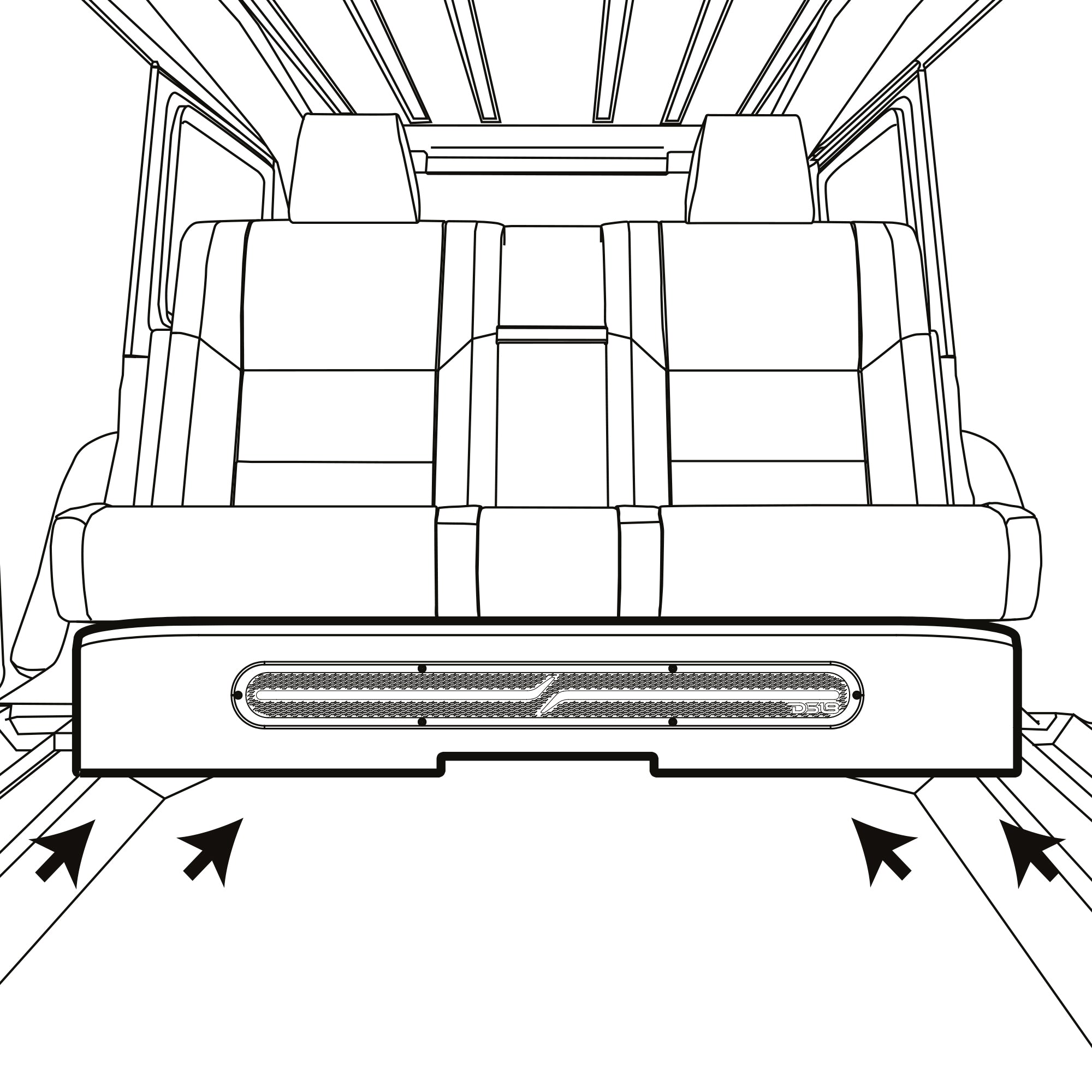 Jeep JT Gladiator Loaded Under Rear Seat Subwoofer Enclosure with 4 X 8" ZR8.2D, Leather Wrapped and Digital LED Lights |
