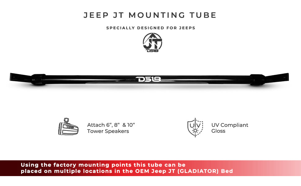 Jeep Gladiator JT Bed-Mounted Speaker Tower Bar | Adjustable Width | 2” Tube | Multi-Speaker Setup (Up to 8) - DS18