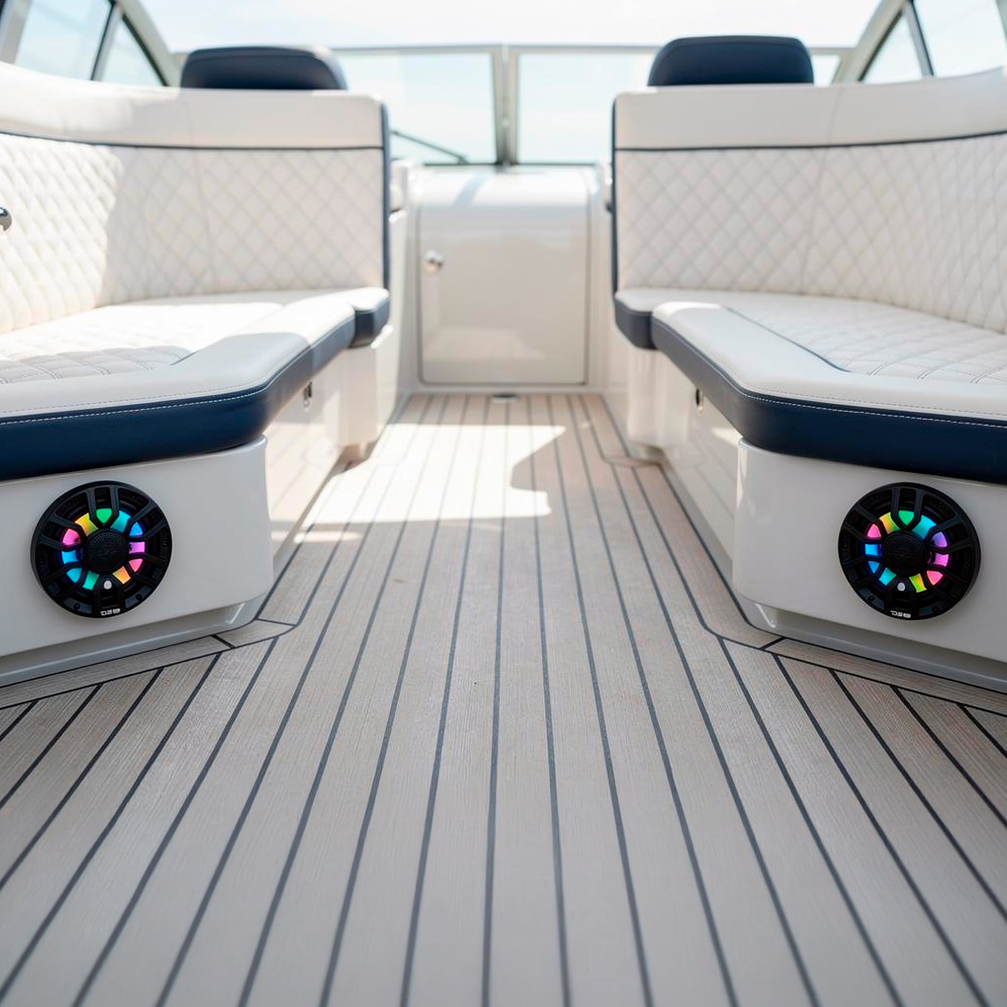 NXL 7.7” 2-Way Coaxial Marine Speaker with Bullet Tweeter, Digital LED Lights & White Deck LED | 175W RMS 4-Ohm - DS18