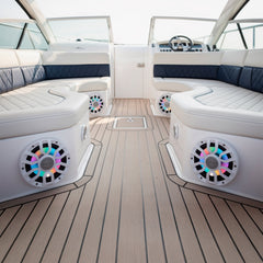 NXL 7.7” 2-Way Coaxial Marine Speaker with Bullet Tweeter, Digital LED Lights & White Deck LED | 175W RMS 4-Ohm - DS18