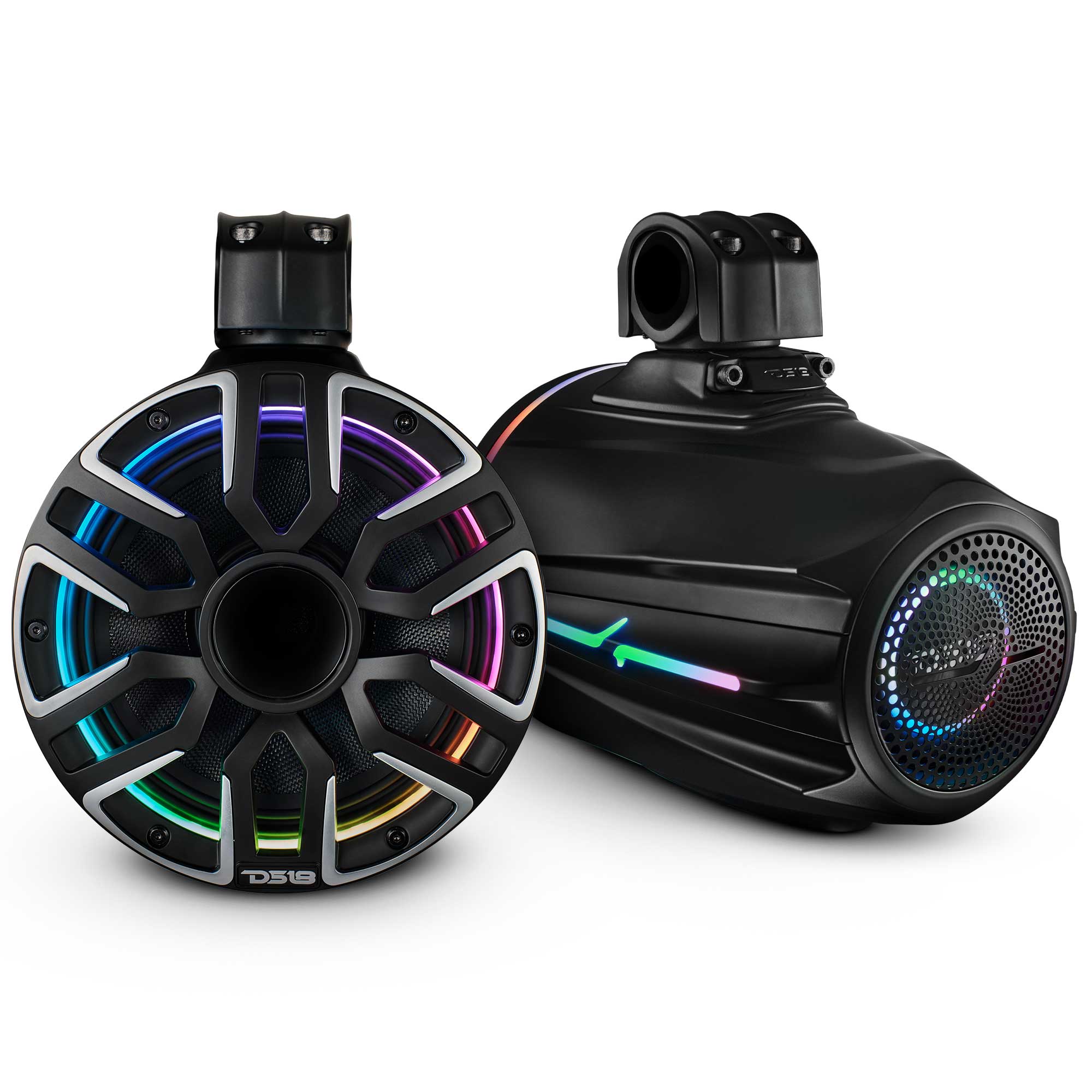 8" Marine Tower Speaker With Neodymium Magnet, Kevlar Cone, Compression Driver & Digital LED Lights | 200W RMS 4-Ohm - DS18