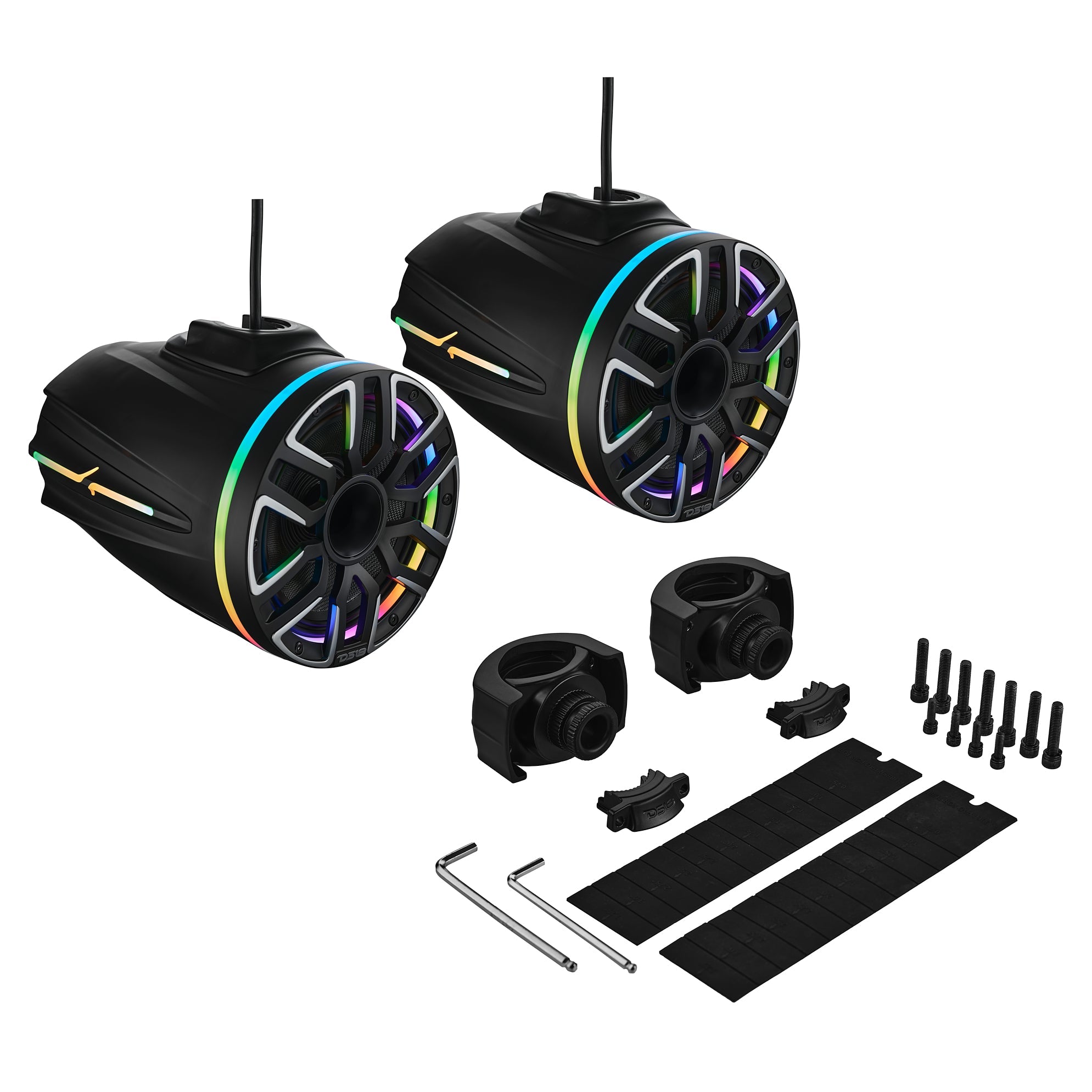 8" Marine Tower Speaker With Neodymium Magnet, Kevlar Cone, Compression Driver & Digital LED Lights | 200W RMS 4-Ohm - DS18