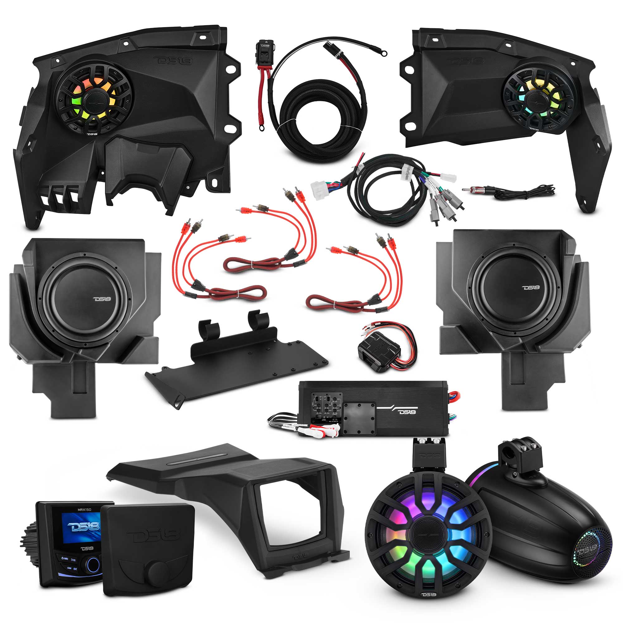 Can-Am Maverick X3 Stage 6 - Dash Speaker Panels, 8" Neodymium Tower Speakers, Dual 12” Subwoofer, Amplifier, Bluetooth Radio