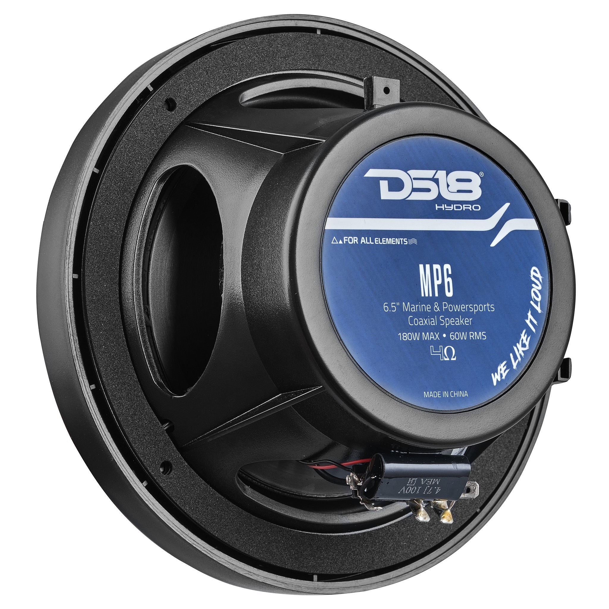 MP 6.5" 2-Way Coaxial Marine Speaker 60 Watts Rms 4-Ohm -Black - DS18