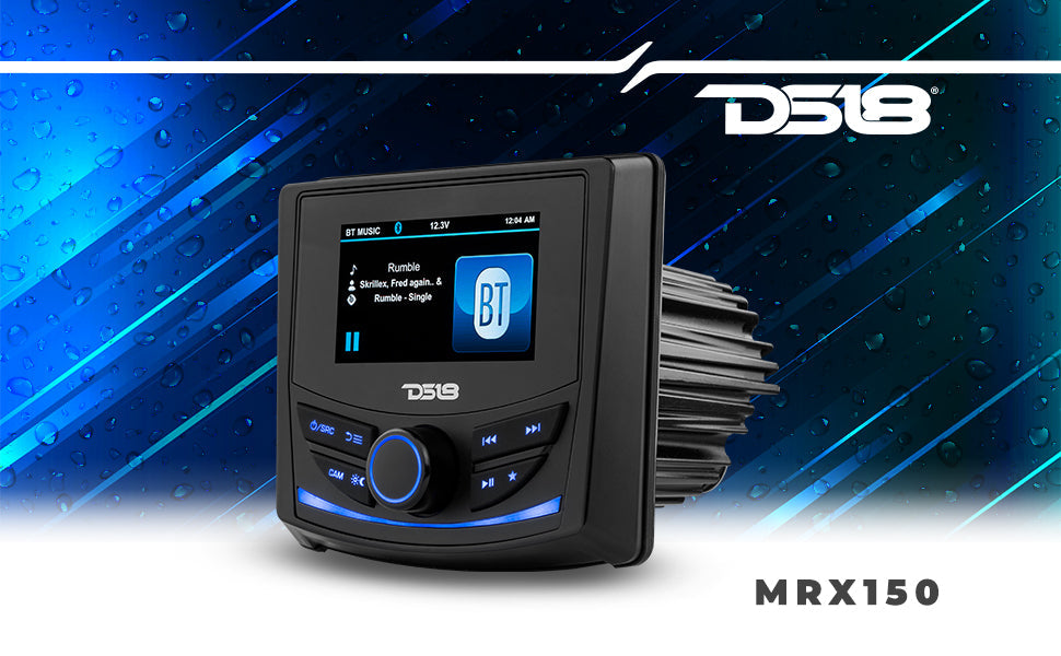 Marine and Powersports Headunit 3" Color TFT screen , 2 Zones, 4 volts Output, BT, RDS 4 X 50 Watts - DS18