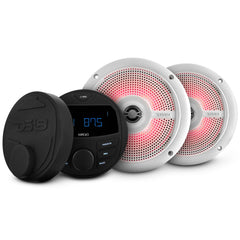 Marine and Powersports Headunit and 6.5" Marine Speaker Package (MRX1 and 2 X NXL-6SL/WH) - White - DS18
