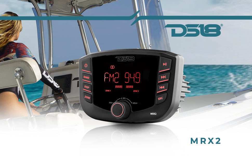Marine and Powersports Headunit 3" LCD screen , 2 Zones, 4 volts Output, BT, RDS 4X50 Watts - DS18