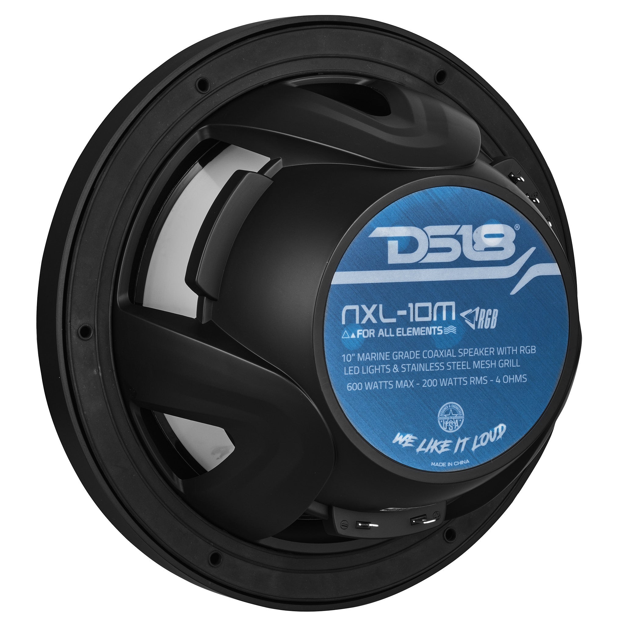 NXL 10" 2-Way Coaxial Marine Speaker With LED RGB Lights 200 Watts Rms 4-Ohm - DS18