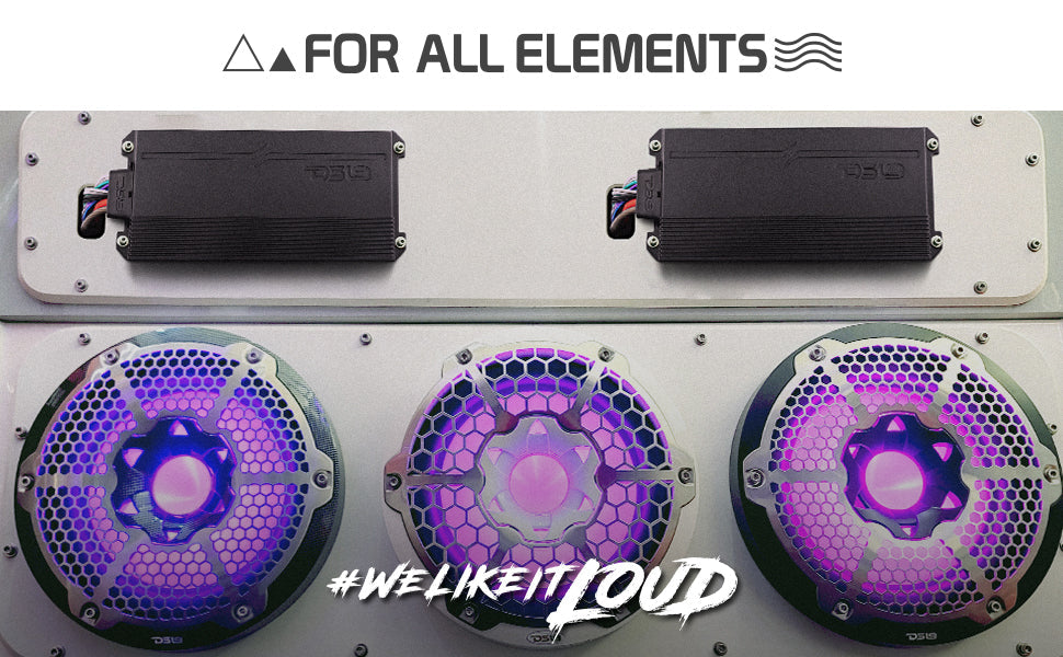 NVY 4-Channel Full-Range IPX7 Submersible Marine and Powersports Amplifier 120 x 4 @ 4-Ohm Watts RMS - DS18