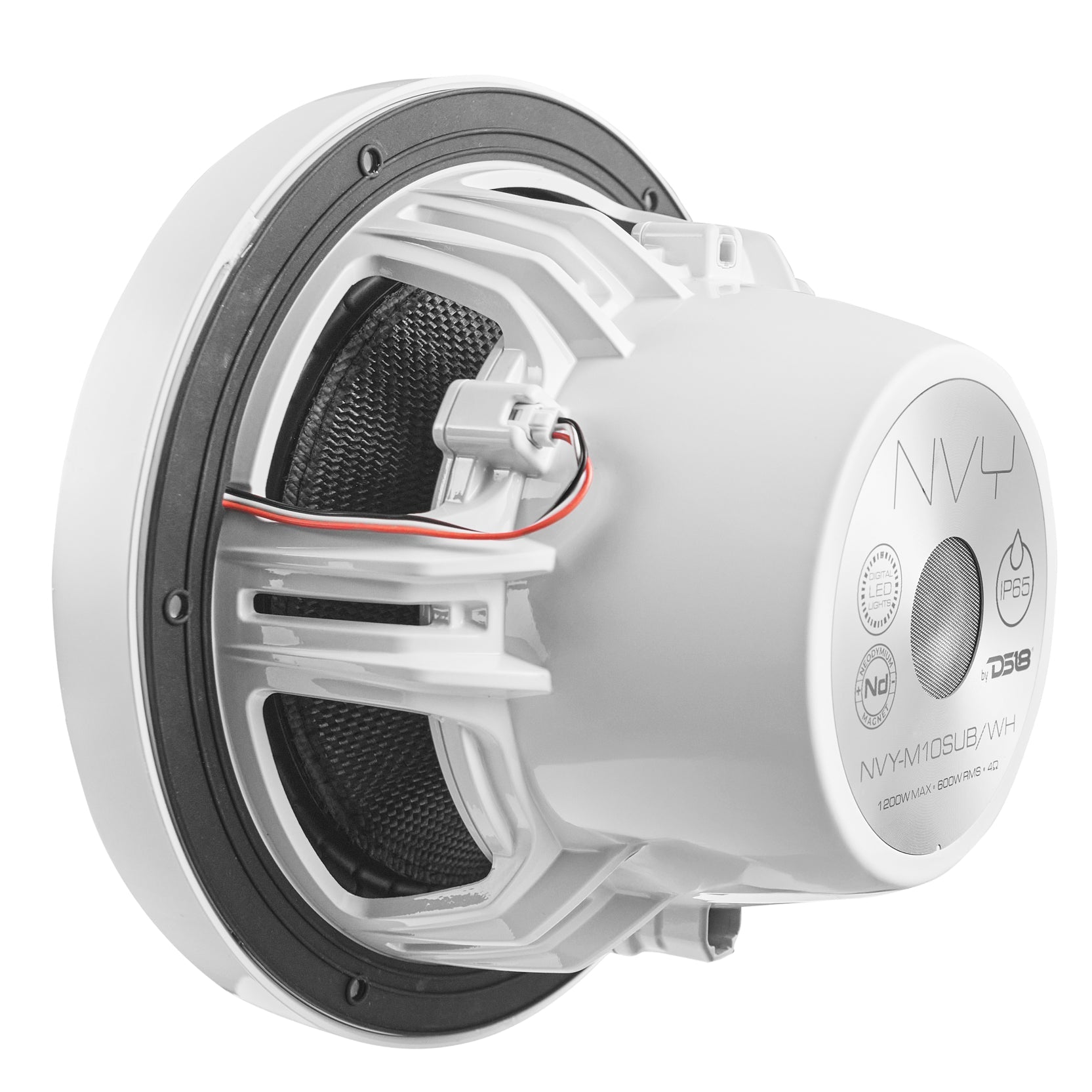 10” Neodymium Marine & Powersports Subwoofer With Carbon Fiber Cone | 600W RMS 4-Ohm - DS18