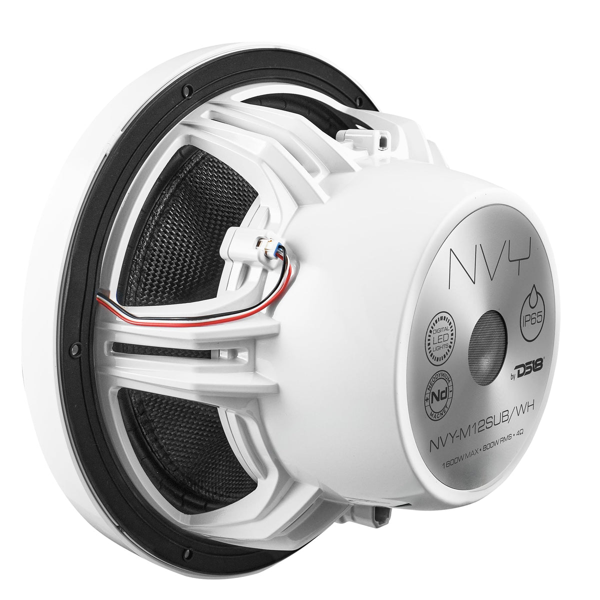 12" Neodymium Marine & Powersport Subwoofer with Digital LED Lights and Carbon Fiber Cone | 800W RMS 4-Ohm - DS18