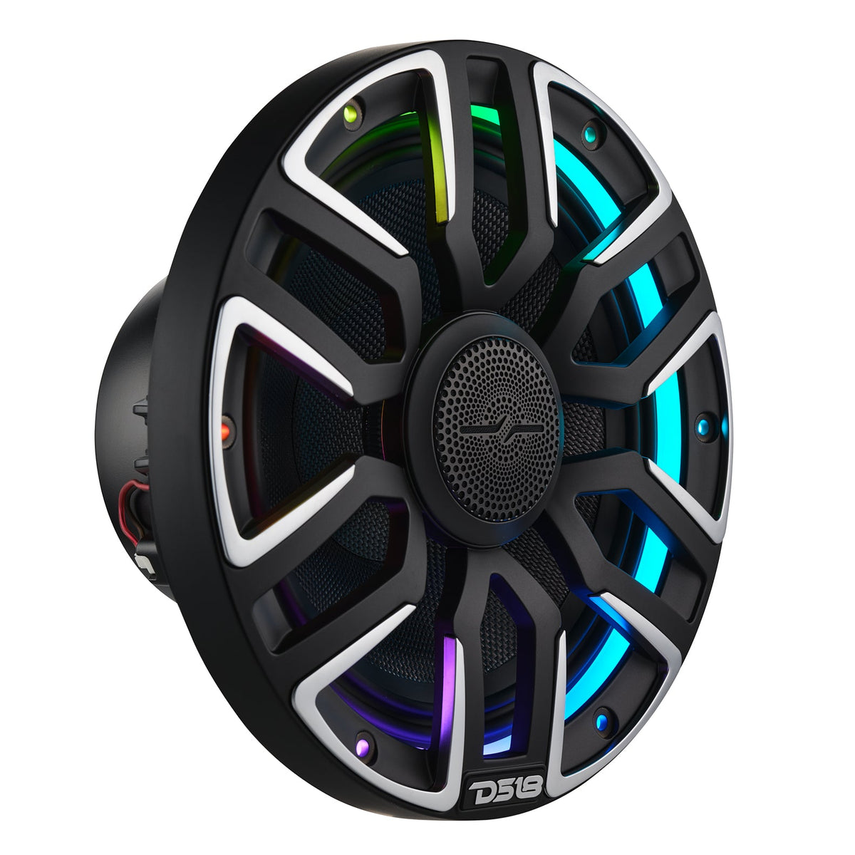8” Marine Coaxial Speaker With Kevlar Cone, Bullet Tweeter, Neodymium Magnet, and Digital LED Lights | 200W RMS 4-Ohm - DS18