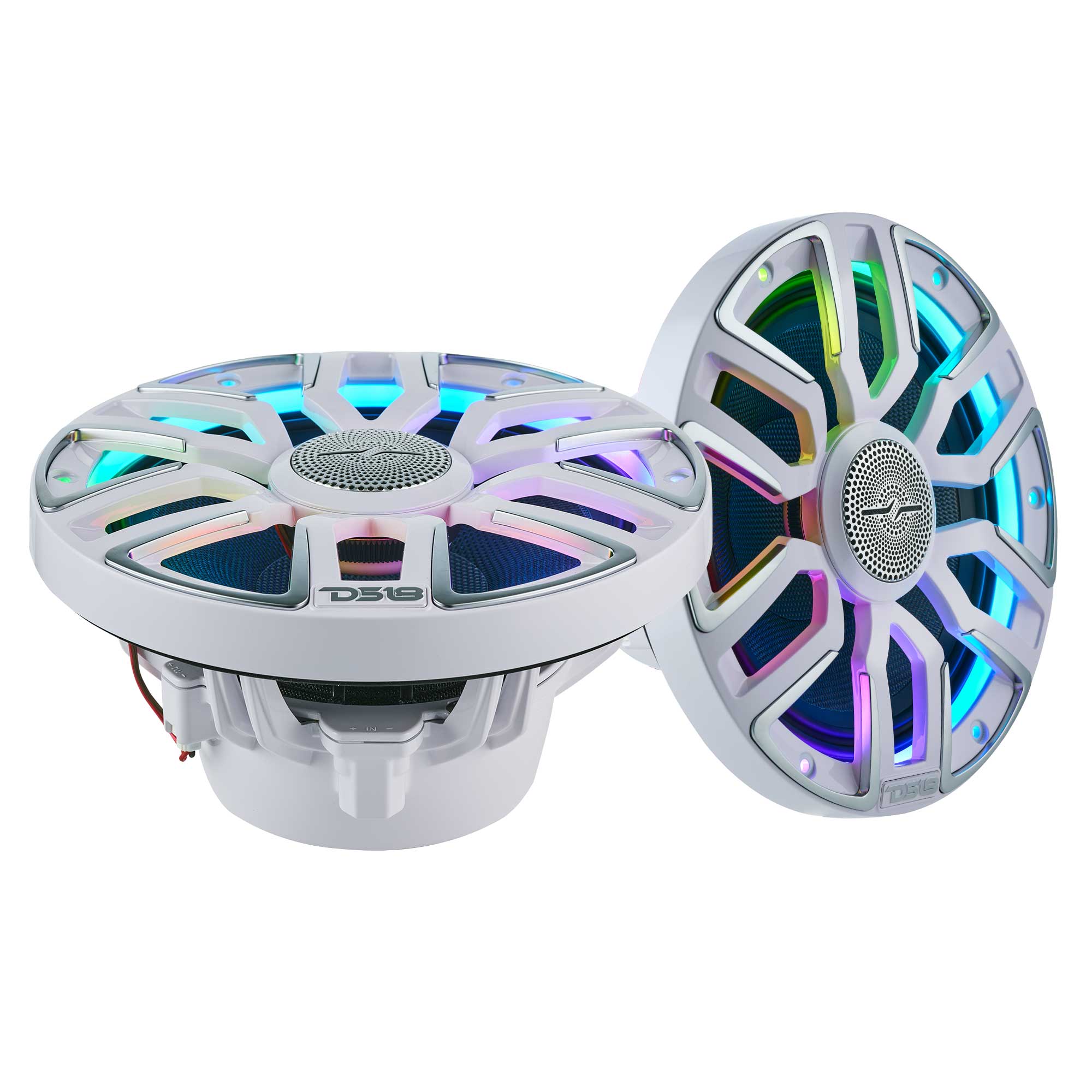 8” Marine Coaxial Speaker With Kevlar Cone, Bullet Tweeter, Neodymium Magnet, and Digital LED Lights | 200W RMS 4-Ohm - DS18