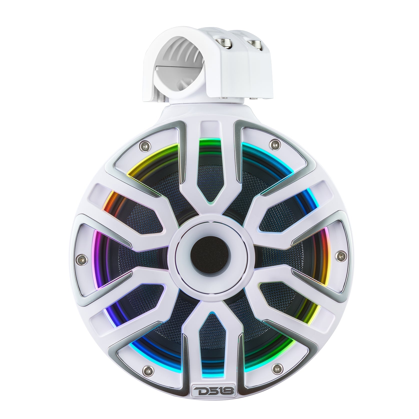 8" Marine Tower Speaker With Neodymium Magnet, Kevlar Cone, Compression Driver & Digital LED Lights | 200W RMS 4-Ohm - DS18