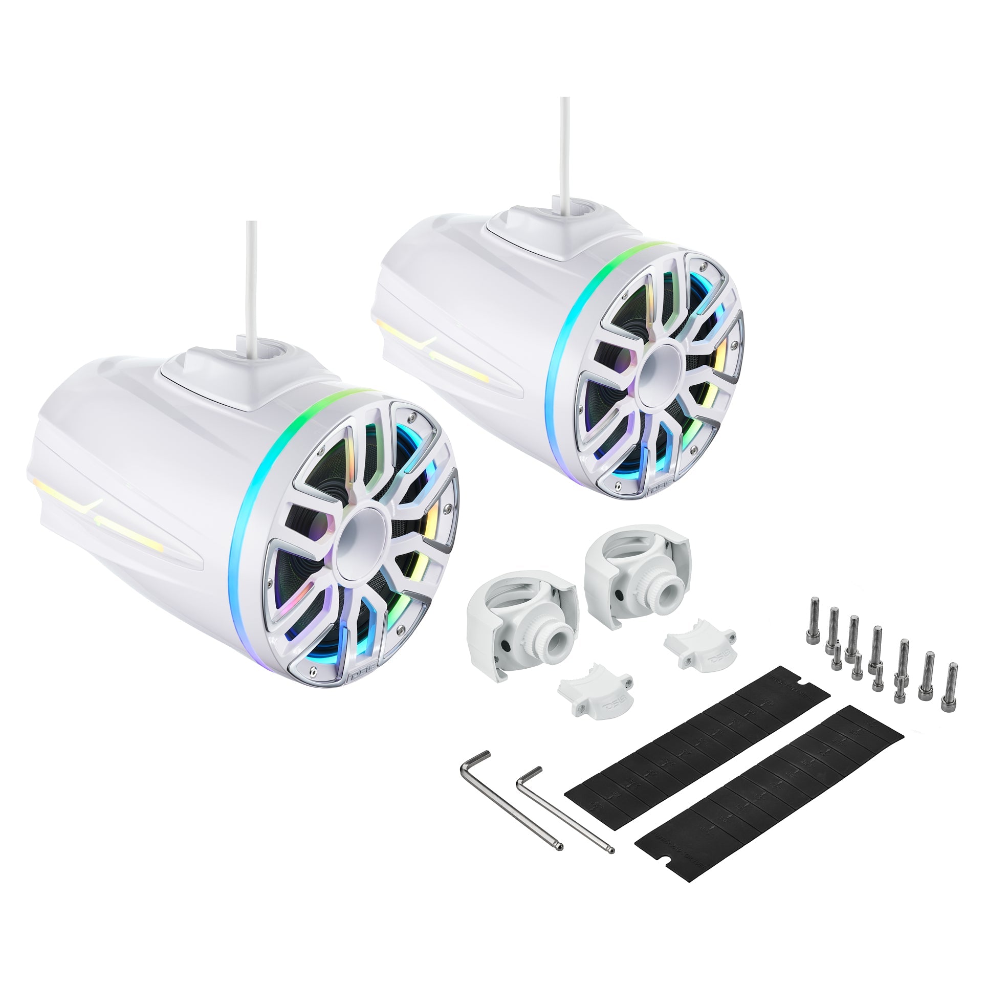 8" Marine Tower Speaker With Neodymium Magnet, Kevlar Cone, Compression Driver & Digital LED Lights | 200W RMS 4-Ohm - DS18