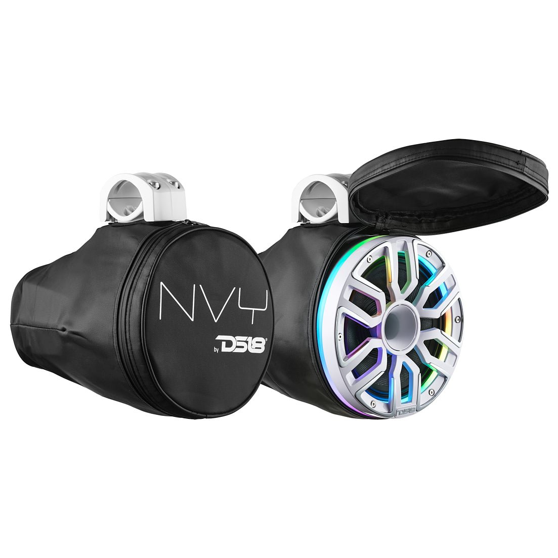 8" Marine Tower Speaker With Neodymium Magnet, Kevlar Cone, Compression Driver & Digital LED Lights | 200W RMS 4-Ohm - DS18