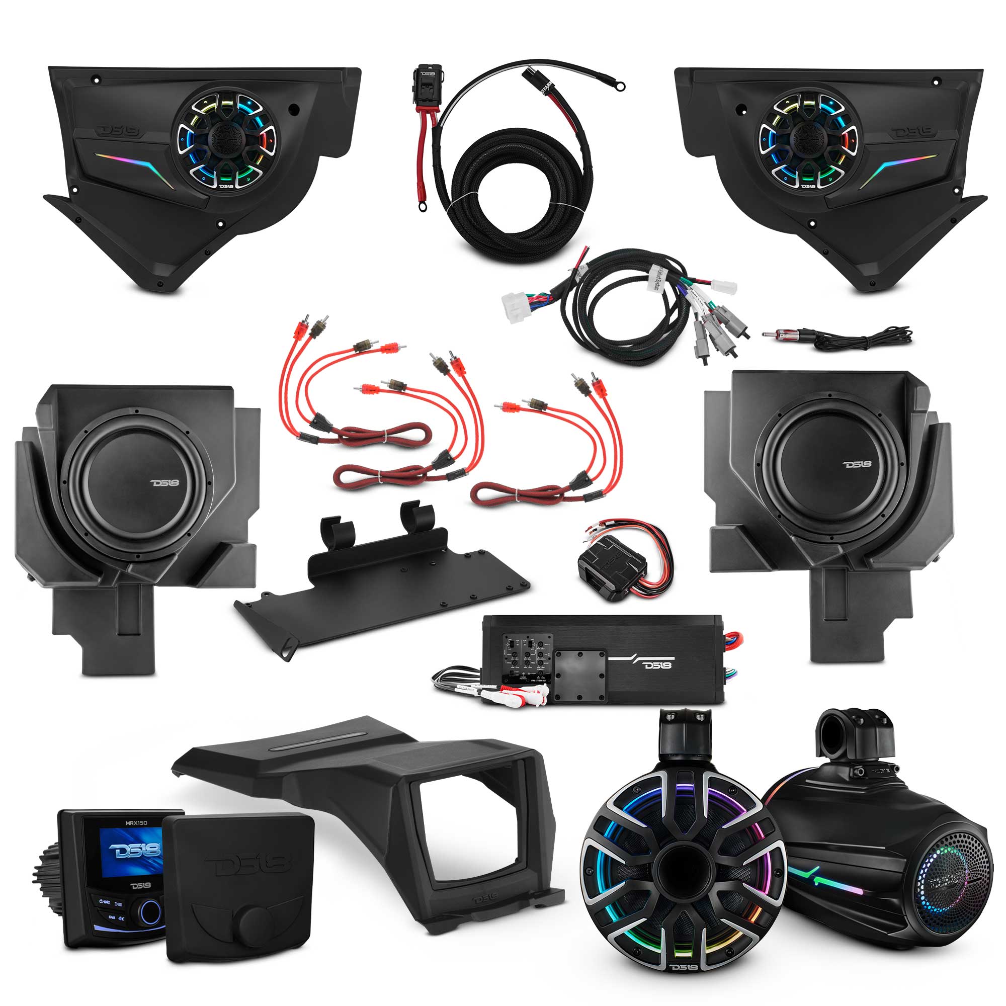 Can-Am Maverick X3 NVY Stage - Door Speaker Panels, 8" Neodymium Tower Speakers, Dual 12” Subwoofer, Amplifier, Bluetooth