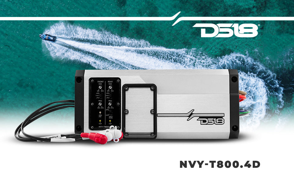 NVY 4-Channel Full-Range IP67 Marine and Powersports Amplifier 200 x 4 @ 4-Ohm Watts RMS - DS18