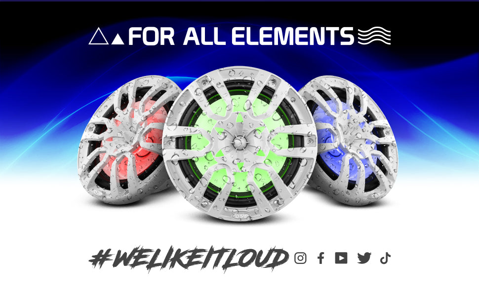 NXL 10" 2-Way Coaxial Marine Speaker with LED RGB Lights | 200W RMS 4-Ohm - DS18