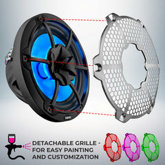 NXL 10" 2-Way Coaxial Marine Speaker With LED RGB Lights 200 Watts Rms 4-Ohm - DS18