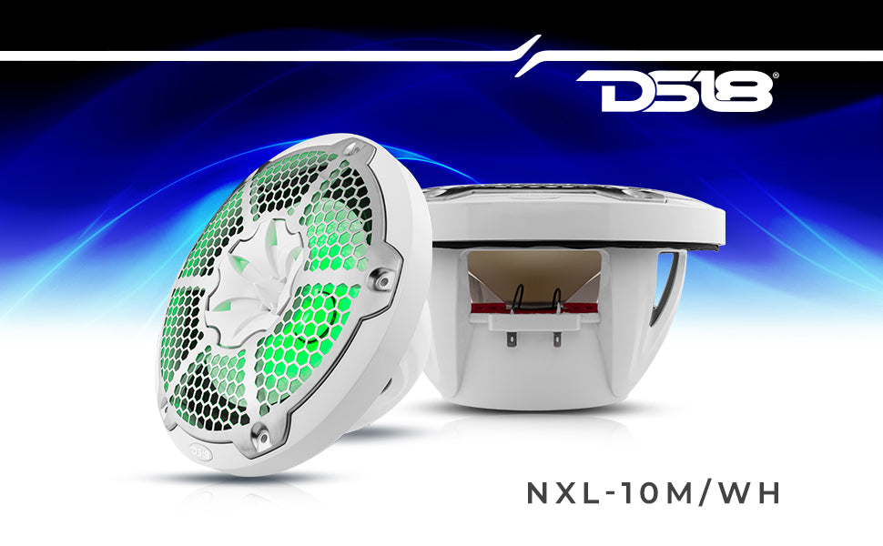 NXL 10" 2-Way Coaxial Marine Speaker with RGB LED Lights 200 Watts Rms 4-Ohm - DS18