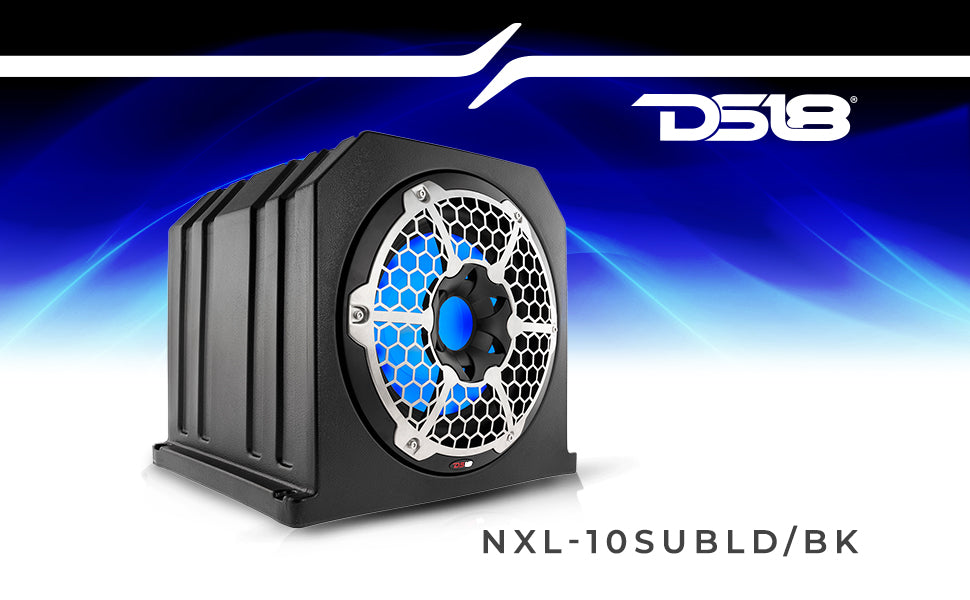 Dual 10" Marine Subwoofer Enclosure with 10" Passive Radiator and LED RGB Lights 350 Watts Rms 4-Ohm (NXL-10SUB Included)