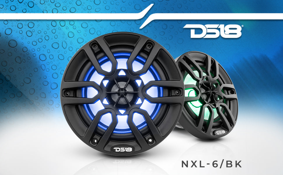 NXL 6.5" 2-Way Coaxial Marine Speaker with LED RGB Lights | 100W RMS 4-Ohm - DS18