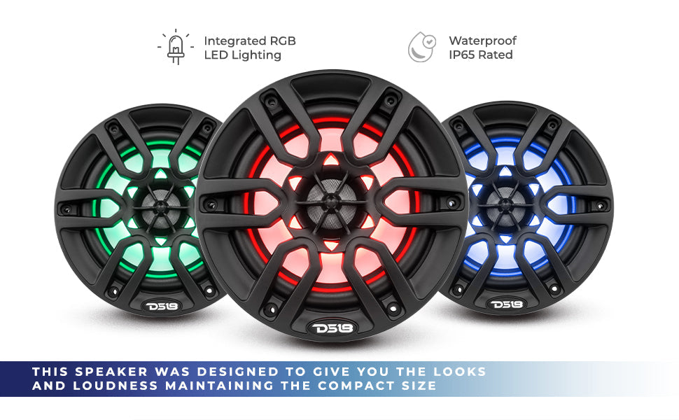 NXL 6.5" 2-Way Coaxial Marine Speaker with LED RGB Lights | 100W RMS 4-Ohm - DS18